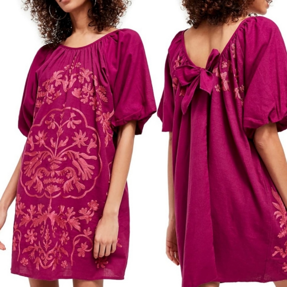 ⬇️FP- Fiona Embroidered Minidress, Plum, XL